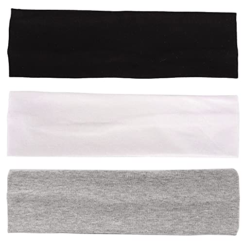 MapofBeauty 3 Pack Yoga Headbands Stretchy Cotton Head Band Hairwarp Sports Running Exercise Gym