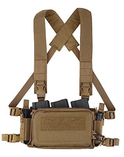 KRYDEX Tactical Expandable Backpack Molle and Tactical Chest Rig Combo Coyote Brown