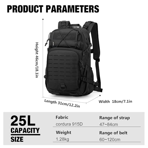 Mardingtop Tactical Military Backpack for Men,25L Molle Backpack, Cordura Backpack for Hiking,Camping