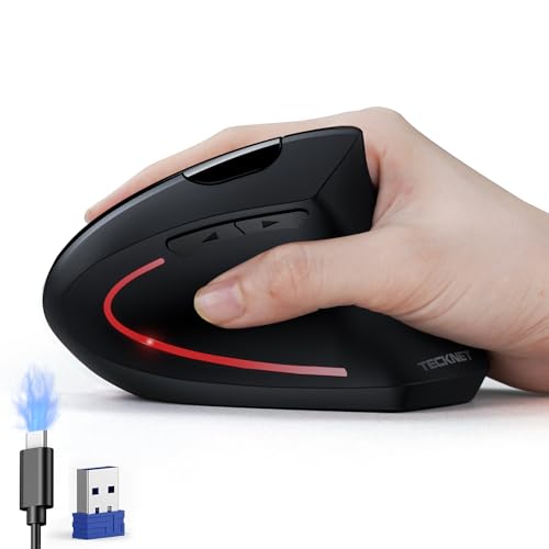 TECKNET Ergonomic Mouse, Wireless Rechargeable Vertical Mouse for Carpal Tunnel Right Hand, 4800 DPI 5 Adjustable Levels ...