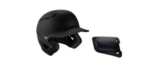 Bundle of Mizuno B6 Youth Baseball Batting Helmet, Black, Youth One Size + Mizuno Batters Face Protector, Black, Right Hand Batter, Foam, Plastic