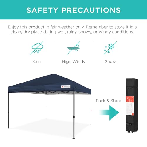 Best Choice Products 10x10ft 1-Person Setup Pop Up Canopy Tent Instant Portable Shelter w/ 1-Button Push, Case, 4 Weight B...