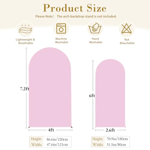 Light Pink Arch Backdrop Cover Set of 2 Baby Pink Arch Cover 7.2 and 6ft Wedding Arch Cover Stretchy Backdrop Bridal Baby ...