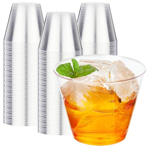 RACETOP 200 Pack 9 oz Clear Plastic Cups for Party, Disposable Clear Cup, Disposable Cups, Wine Glasses Cups, Plastic Cock...