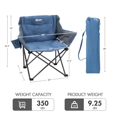 Portal 32" Oversized Padded Camping Chair, Extra Wide Heavy-Duty Folding Chair for Adults with Cup Holder & Carry Bag, Por...