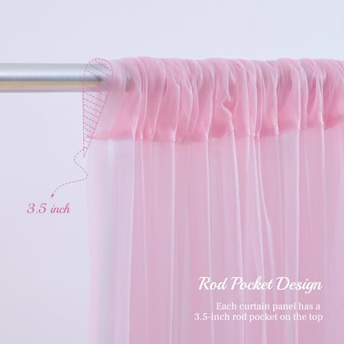 10x10ft Baby Pink Tulle Backdrop Curtain for Parites, Sheer Photo Backdrop Drpaes for Wedding Baby Shower Bridal Girl Show...