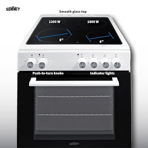 Summit 24” Electric Smooth Top Range, Large 2.44 cu.ft. oven. ADA Compliant, White- REXT24W