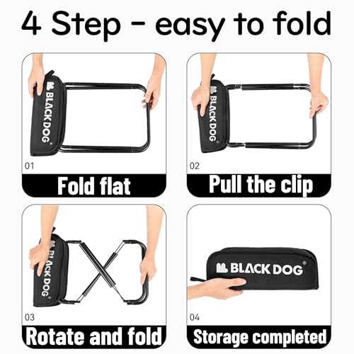 windhike Blackdog 11in Ultralight Camping Folding Stool - 0.7lb Compact Camping Chair, 265lb Capacity Aluminum Alloy X-Fra...