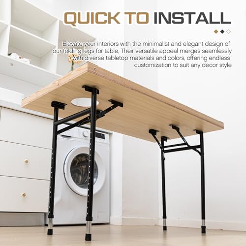 Tandefio Folding Table Legs Adjustable Height 14 Inch Wide Folding Tables Legs Collapsible Durable Metal Furniture for Kit...