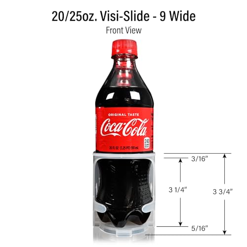 Visi-Slide 20oz Soda Beverage Dispenser - Gravity Fed Glide for Angled Shelves for Coolers, Commercial Refrigerators, Cold...