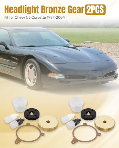 Quaneguzy Headlight Bronze Gear Fix for Headlight Motor with Failed Nylon Gear, Fit for Chevrolet Corvette C51997–2004-2PCS
