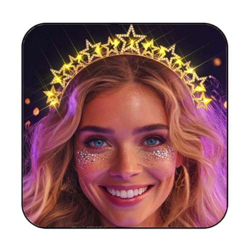 JAKAWIN Light Up Star Headband Rhinestone Costume Hair Accessories for Women