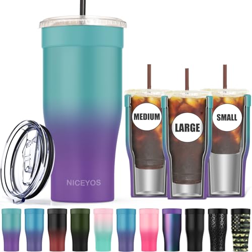 Universal Iced Coffee Sleeve - Insulated Double Wall Reusable Stainless Steel Holder Sleeves Insulator for Cold Drinks Fit...