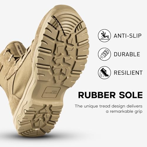 FREE SOLDIER Men's Tactical Hiking Boots Lightweight Comfortable Combat Work Boots 6 Inches