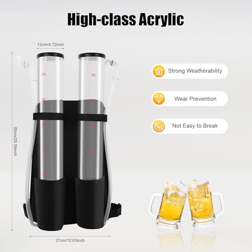 6L Dual Backpack Beer Dispenser, Double 3L Beverage Tower with Taps & Tubes | Portable Party Drink Backpack for Beer Juice...