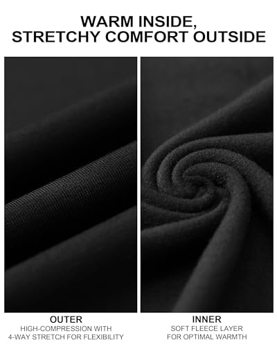 Roadbox Thermal Underwear for Men: Fleece Lined Long Johns Base Layer Ski Thermals Top and Bottom Set
