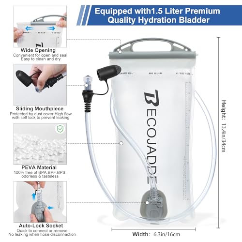 BECOJADDE Running Vest Hydration Backpack for Men Women, 5L Lightweight Running Backpack Hydration Pack for Marathon, Trai...