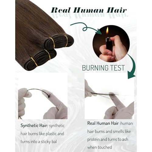 RUNATURE Brown Weft Hair Extensions Human Hair 18 Inch Straight Sew in Hair Extensions Real Human Hair Weft #4 Chocolate Brown Silky Hairpiece Long Remy Hair Weft Extensions Full Ends 100g