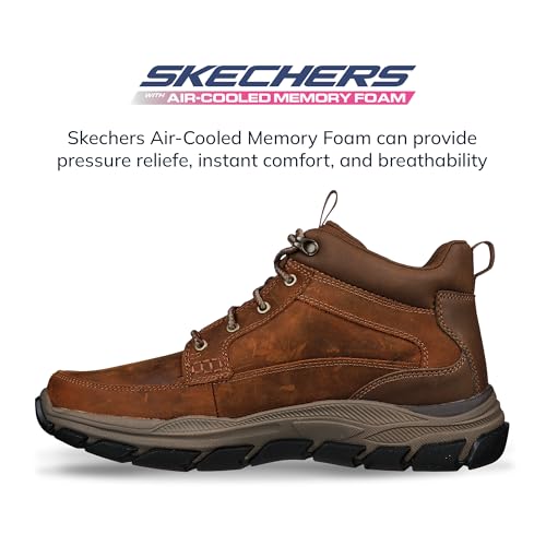 Skechers Men's Respected-Boswell Mid Top Leather Moc Toe Sneakers