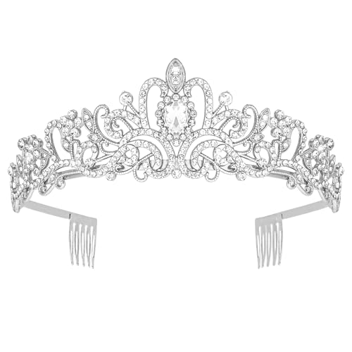 Araluky Crystal Tiara Crown Headband Princess Elegant Tiara with Combs for Women Young Ladies Bridal Wedding Prom Birthday...