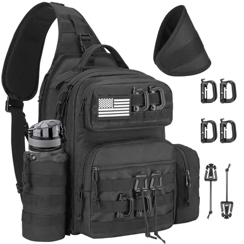 CVLIFE Tactical Sling Bag Backpack for Men Military Shoulder Sling Bag Molle Army Assault Detachable Tactical Bag with Bot...