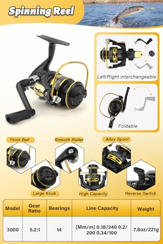Fishing Pole Combo Set, 6.89ft Fishing Rod and Reel Combo, Carbon Fiber Telescopic Fishing Rod Kit with Spinning Reel, Fis...
