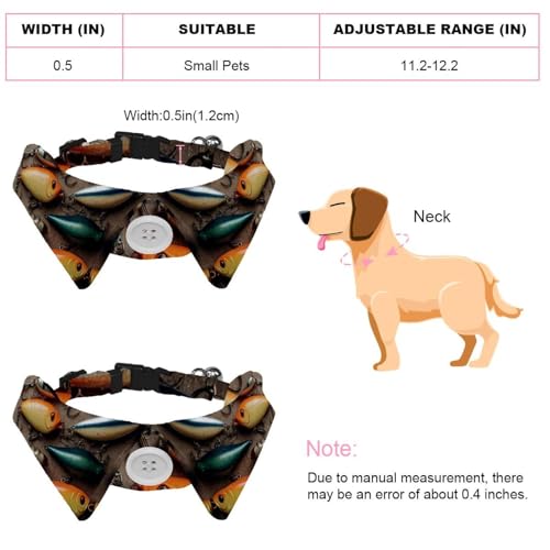 Double Pack Quick-Release Dog Bow Ties – Adjustable 11-12 Inches, Perfect for Hyperactive Pets & Outdoor Adventures (Fishi...