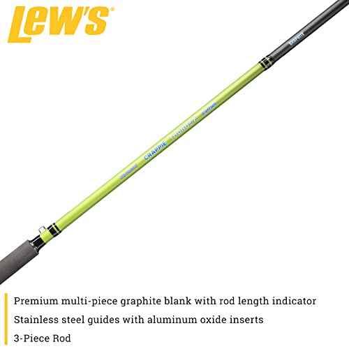 Lew's Crappie Thunder Jigging Fishing Rod, Medium Light Power, Fast Action, Premium Multi-Piece Graphite Blank, EVA Foam Handle, Crappie Thunder Green