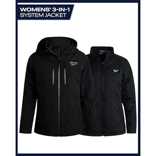 Reebok Womens Ski Jacket - Insulated 3 in 1 Inner Puffer Jacket - Wind and Water Resistant Outerwear Winter Coats for Women