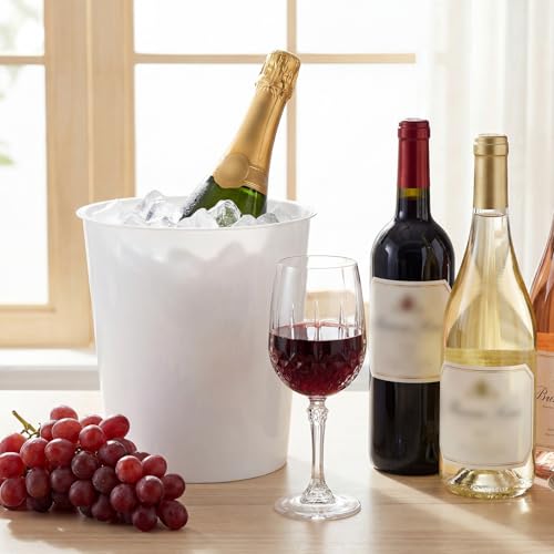 Layhit 12 Pcs 6 Liter Plastic Ice Bucket for Parties Large White Wine Bucket Bulk Portable Ice Rack Disposable Wine Cooler...