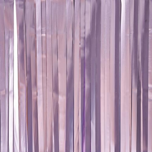 ParyWoo Light Purple Streamers 2pcs Tinsel Backdrop 8.2FT Metallic Lavender Foil Fringe Streamer Curtains Photo Booth Back...