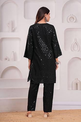 LONIX Women’s Chikankari Kurta Set – 100% Cotton Embroidered Indian Dress for Wedding, Festival & Parties