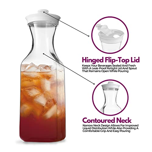 DilaBee Plastic Water Pitcher With Lid - Square Carafe Pitchers for Drinks, Milk, Smoothie, Iced Tea, Mimosa Bar Supplies...