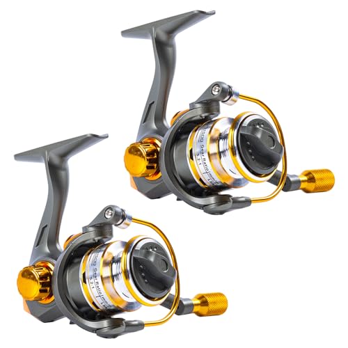 Goture 2Pcs Ice Spinning Fishing Reel Ice Fishing Combo - Size 500, Right/Left Handle Position, Light Weight, Ultra Smooth...