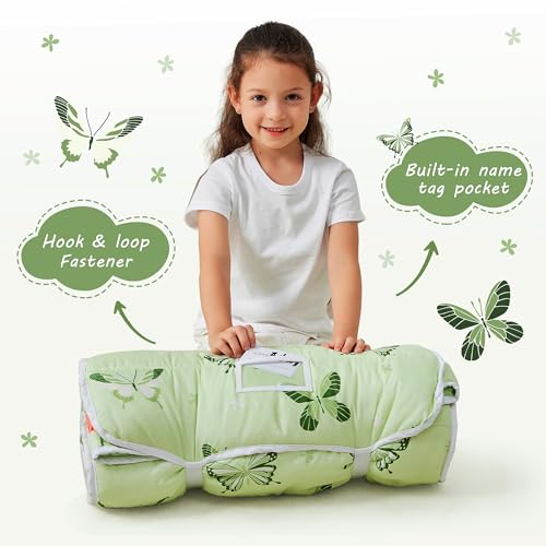 Lasoftan Toddler Nap Mat with Pillow and Blanket, Extra Large Rolled Napping Mats,Slumber Bags for Boys Girls,Kids Sleepin...