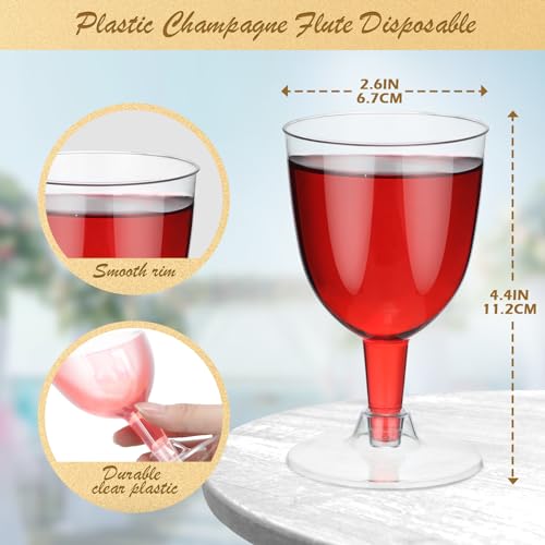 Mimorou 100 Pieces 5 oz Disposable Wine Glasses with Stem Bulk Disposable Party Cups Goblet Wine Glasses for Christmas, Ou...