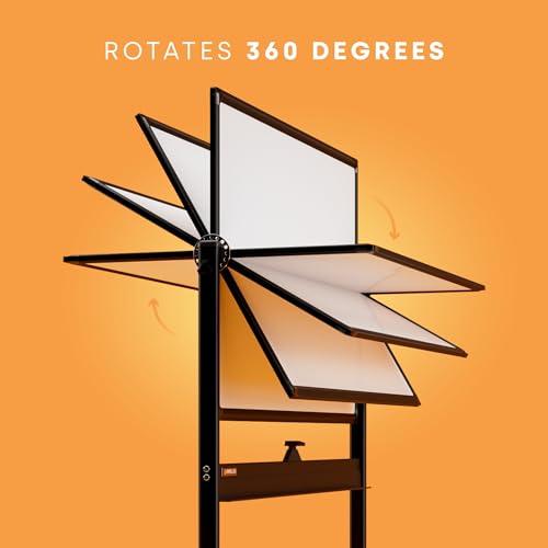 Rolling Dry Erase Board 46 x 32 - Large Portable Magnetic Whiteboard with Stand - Double Sided Easel Style Whiteboard with...