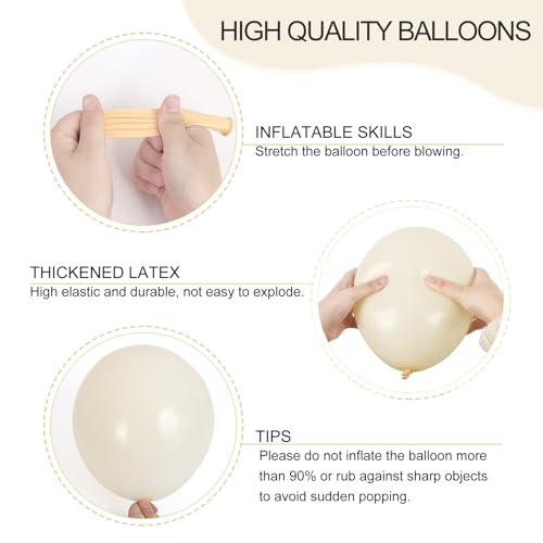 RUBFAC 129pcs Ivory white Balloons Different Sizes 18 12 10 5 Inch Latex Balloon Garland Arch for Party Decoration Birthda...