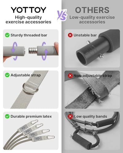 YOTTOY Pilates Bar Kit with Resistance Bands – 3-Bar Detachable Pilates Stick for Full Body Workout, Home Gym Exercise Equ...