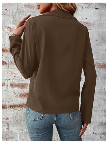SOLY HUX Women's Zip Up Lightweight Jacket Collared Roll Up Long Sleeve Shirt Jacket Fall Casual Outerwear