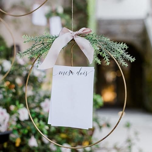 ZOOFOX 12 Pack Metal Floral Hoop Centerpiece with Stand, 12 Inch Large Metal Hoop for Crafts, Wreath Macrame Gold Hoop Rin...