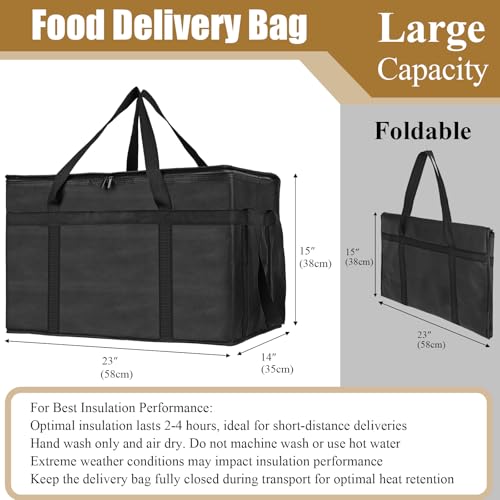 PEASUG Insulated Bags for Food Delivery, XXXL Pizza Delivery Bags, Large Capacity Cooler Bag Keep Food Warm for Grocery Sh...