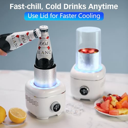 WISFISSH Cooling Cup with Mood Light,Beverage Cooler with Insulated Cover, 2-in-1 Cooling Cup for Desk(Cooling&Heating),El...