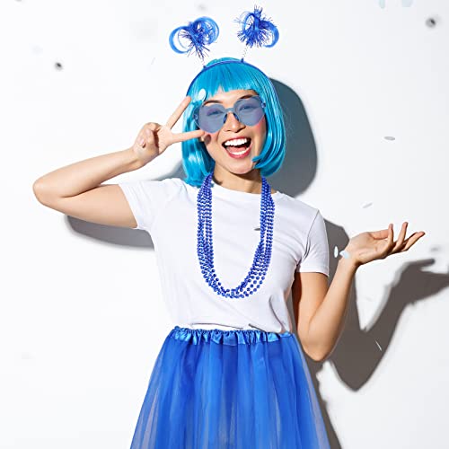 Canlierr Women Tutu Costume Set Include Headband Necklace Sunglasses 5 Layered Multicolor Tulle Skirt for Party