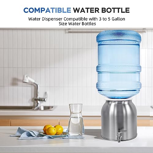 RIMOO Stainless Steel Water Dispenser, 2.5 Gallon Drink Dispenser with 18/8 Stainless Steel Spigot & Airtight Lid, Water C...