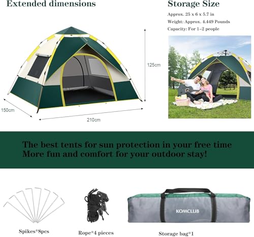 Automatic Instant Setup Camping Tent, 3-6 Person All-Season Tent with Dual Doors & Mesh Windows