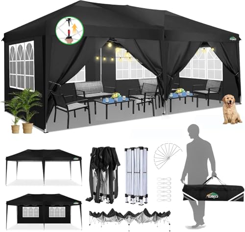 COBIZI Canopy 10x20 Pop Up Canopy Tent with 6 Sidewalls Easy Pop Up Tent 10x20 Waterproof Commercial Instant Shelter UPF 5...