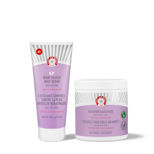 First Aid Beauty - Jumbo Body Duo: KP Bump Eraser Body Scrub & Ingrown Hair Pads with 10% BHA & AHA, Daily Exfoliating Bod...