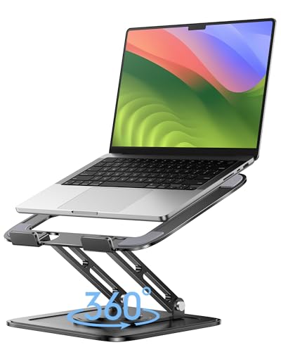 LOXP Adjustable Laptop Stand, Computer Stand with 360 Rotating Base, Ergonomic Laptop Riser Mount for Desk Foldable Protab...