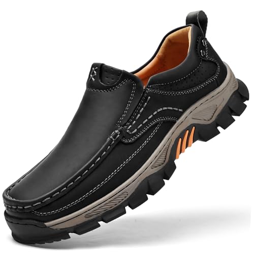 Vcmoon Men's Slip-On Loafers Comfortable Leather Casual Walking Shoes for Work Office Dress Outdoor